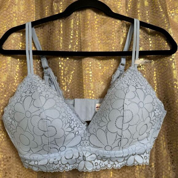 Aerie Light Blue Wireless Lightly Lined Lace Bra 38B NWT - Picture 1 of 7